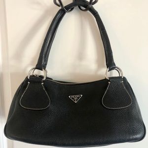 PRADA vintage black pebbled leather shoulder bag